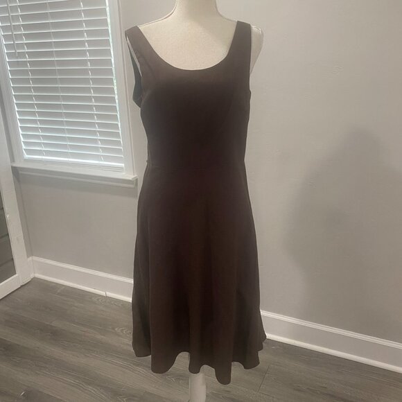 Chocolate Brown Fit & Flare Linen Dress - Picture 2 of 13